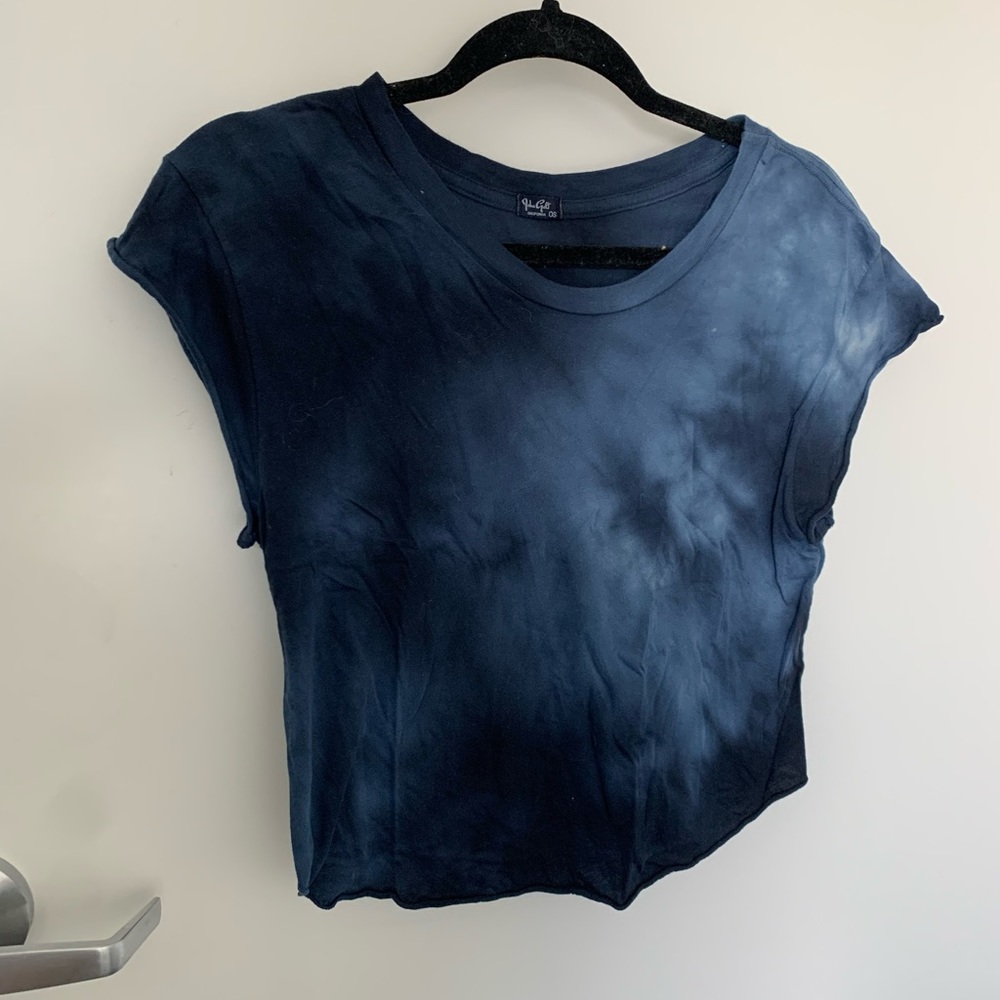 blue tie dye mid crop top